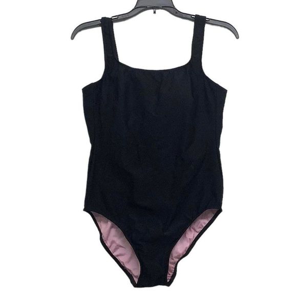 Lands' End Swim Lands Endsize 2 Black Square Neck Padded One Piece
